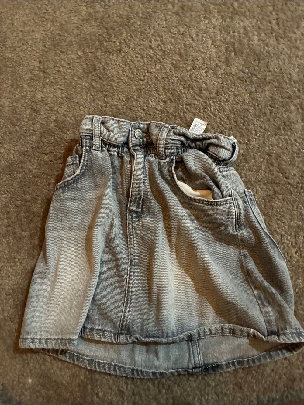 Zara Kids Light Gray Denim Skirt with Elastic Waist